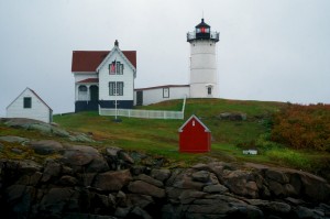Nubble Lighthouse – Bold Color On A Drab Day